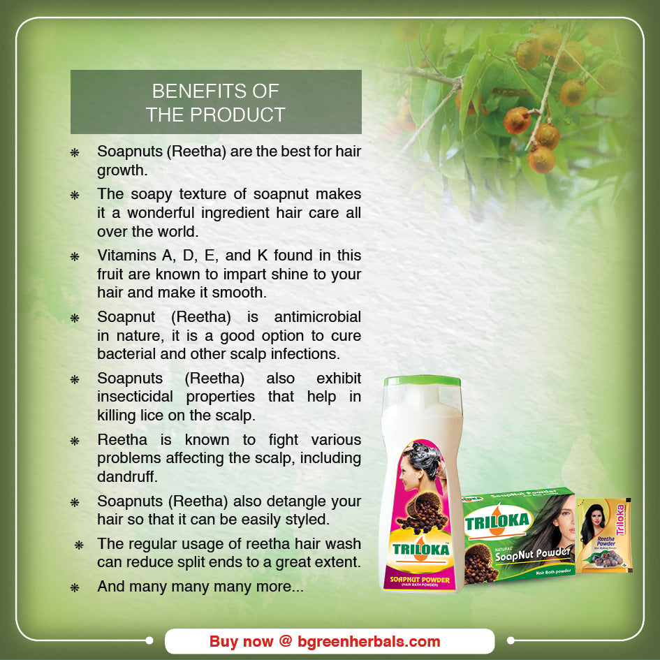 Triloka Reetha(Soapnut) Head Bathing Powder